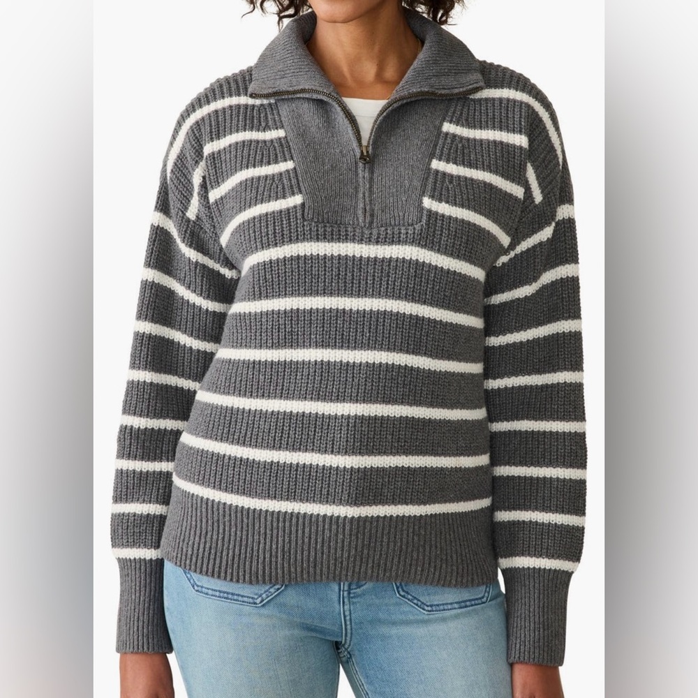 Faherty mariner striped quarter zip sweater